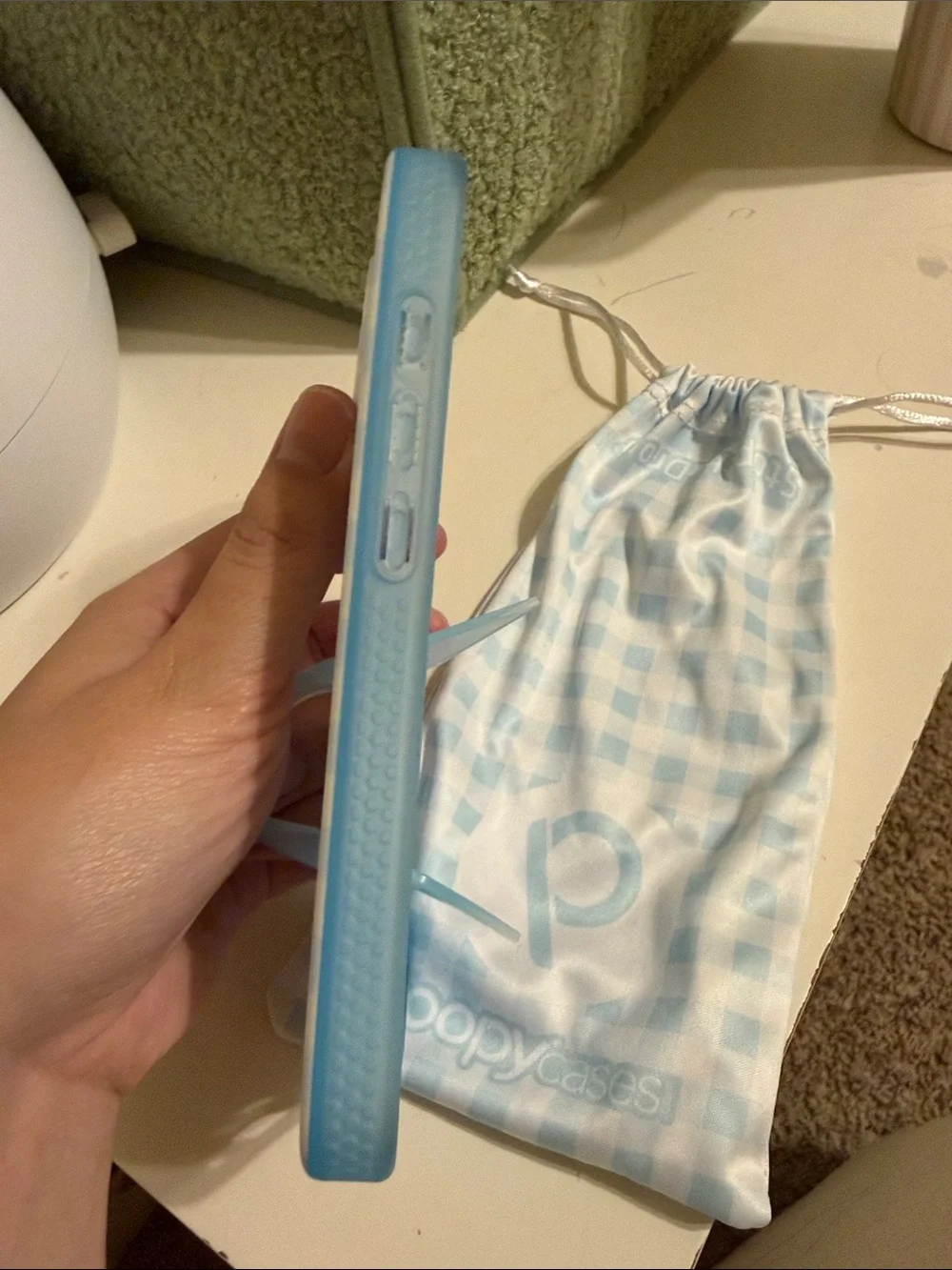 iPhone 16 pro Loppy Blue Gingham Case